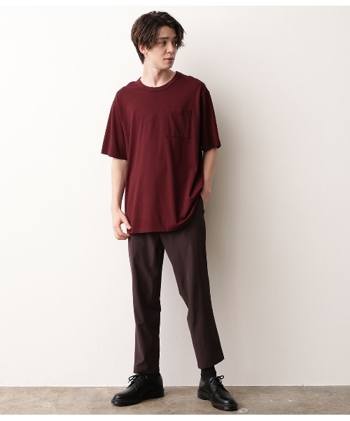 JUNRED（ジュンレッド）の「【快適なTシャツ】バックメッシュポンチクルーカットソー（Tシャツ/カットソー・メンズ・ブラウン/ワイン/ホワイト・S/M/L）」の13枚目の写真