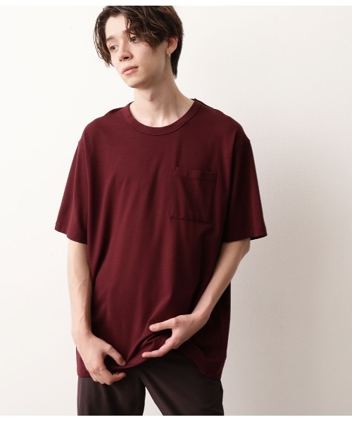 JUNRED（ジュンレッド）の「【快適なTシャツ】バックメッシュポンチクルーカットソー（Tシャツ/カットソー・メンズ・ブラウン/ワイン/ホワイト・S/M/L）」の7枚目の写真
