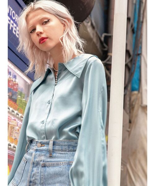 jouetie（ジュエティ）の「カラーステッチビッグカラーブラウス（シャツ/ブラウス・レディース・ブラック/アイボリー/ライトブルー/その他1/その他2・MEDIUM）」の4枚目の写真