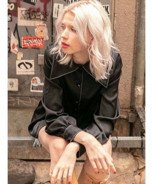 jouetie（ジュエティ）の「カラーステッチビッグカラーブラウス（シャツ/ブラウス・レディース・ブラック/アイボリー/ライトブルー/その他1/その他2・MEDIUM）」の10枚目の写真