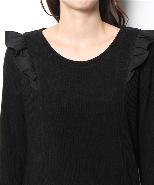 mystic（ミスティック）の「肩フリルプルオーバー（Tシャツ/カットソー・レディース・グレー/ブラック/オフホワイト/ベージュ/チャコールグレー/ネイビー・ﾌﾘ-）」の8枚目の写真