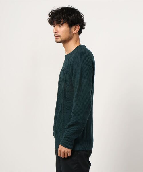 NAVY(ネイビー)の「PBTアラン柄クルーニット(ニット/セーター・メンズ・ホワイト/グリーン/ワイン/チャコール・M/L/XL)」の5枚目の写真