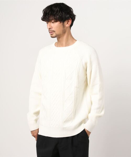 NAVY(ネイビー)の「PBTアラン柄クルーニット(ニット/セーター・メンズ・ホワイト/グリーン/ワイン/チャコール・M/L/XL)」の10枚目の写真