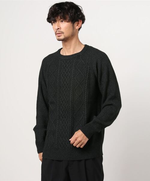 NAVY(ネイビー)の「PBTアラン柄クルーニット(ニット/セーター・メンズ・ホワイト/グリーン/ワイン/チャコール・M/L/XL)」の12枚目の写真