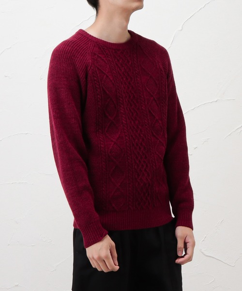 NAVY(ネイビー)の「PBTアラン柄クルーニット(ニット/セーター・メンズ・ホワイト/グリーン/ワイン/チャコール・M/L/XL)」の15枚目の写真