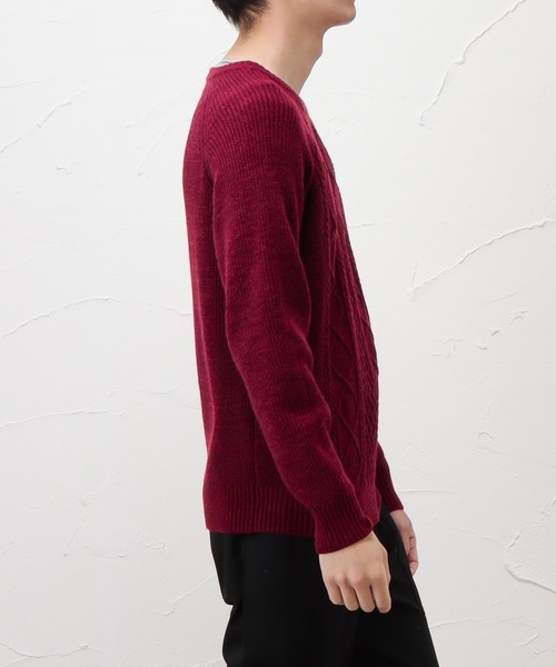 NAVY(ネイビー)の「PBTアラン柄クルーニット(ニット/セーター・メンズ・ホワイト/グリーン/ワイン/チャコール・M/L/XL)」の17枚目の写真