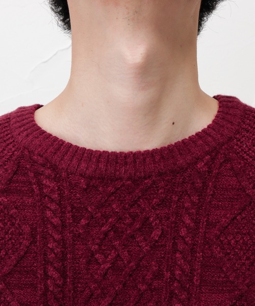 NAVY(ネイビー)の「PBTアラン柄クルーニット(ニット/セーター・メンズ・ホワイト/グリーン/ワイン/チャコール・M/L/XL)」の19枚目の写真