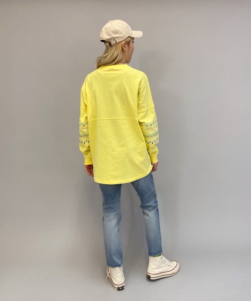 ANTIBAL(アンティバル)の「ANTIBAL/アンティバル スリーブ刺繍 オーバーサイズロンT 211AN2LT012(Tシャツ/カットソー・レディース・ブルー/ホワイト/イエロー・FREE)」の22枚目の写真
