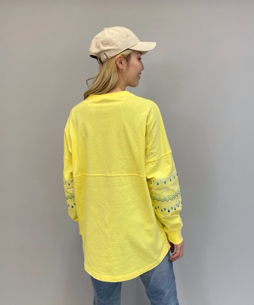 ANTIBAL(アンティバル)の「ANTIBAL/アンティバル スリーブ刺繍 オーバーサイズロンT 211AN2LT012(Tシャツ/カットソー・レディース・ブルー/ホワイト/イエロー・FREE)」の19枚目の写真