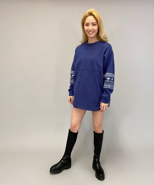 ANTIBAL(アンティバル)の「ANTIBAL/アンティバル スリーブ刺繍 オーバーサイズロンT 211AN2LT012(Tシャツ/カットソー・レディース・ブルー/ホワイト/イエロー・FREE)」の15枚目の写真