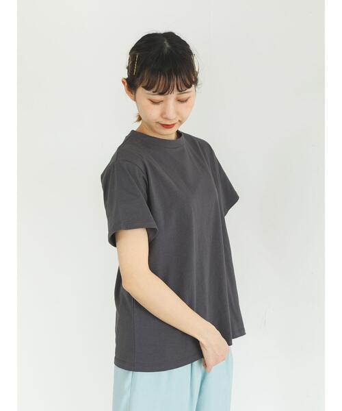 SLURR（スラ―）の「モックネックムジベーシックTシャツ（Tシャツ/カットソー・レディース・チャコールグレー/ブラウン/オフホワイト/ライトベージュ・FREE）」の15枚目の写真