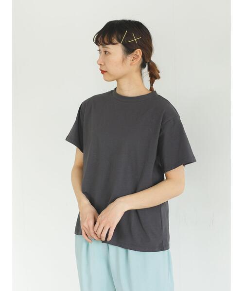 SLURR（スラ―）の「モックネックムジベーシックTシャツ（Tシャツ/カットソー・レディース・チャコールグレー/ブラウン/オフホワイト/ライトベージュ・FREE）」の14枚目の写真