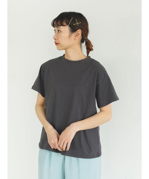 SLURR（スラ―）の「モックネックムジベーシックTシャツ（Tシャツ/カットソー・レディース・チャコールグレー/ブラウン/オフホワイト/ライトベージュ・FREE）」の13枚目の写真