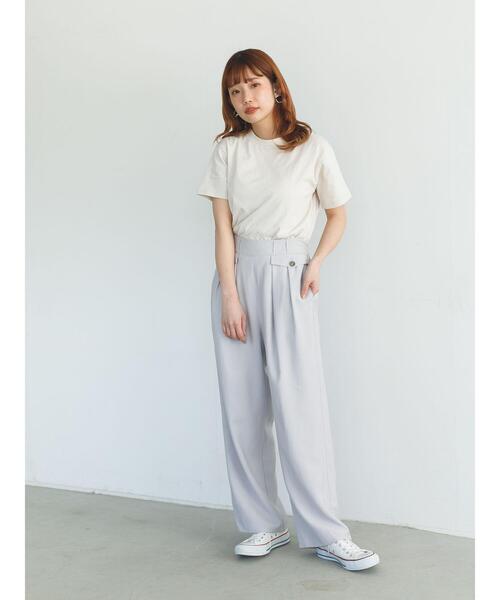 SLURR（スラ―）の「モックネックムジベーシックTシャツ（Tシャツ/カットソー・レディース・チャコールグレー/ブラウン/オフホワイト/ライトベージュ・FREE）」の7枚目の写真