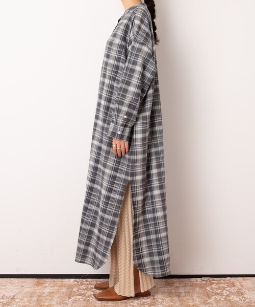 FREAK'S STORE（フリークスストア）の「▽【WEB限定】インドチェックシャツワンピース（シャツワンピース・レディース・ナチュラル/ブラック/グリーン・ﾌﾘ-）」の17枚目の写真