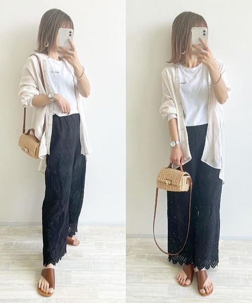 大きいサイズ レディース パンツ　シアー　レース　春夏 秋 新品 dzdx23361-01.jpg
