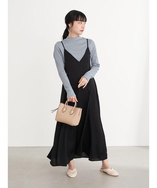 earth music&ecology（アースミュージックアンドエコロジー）の「サテンバックリボンキャミワンピース ＊（ワンピース・レディース・モカ/ピンク/ブラック・FREE）」の5枚目の写真