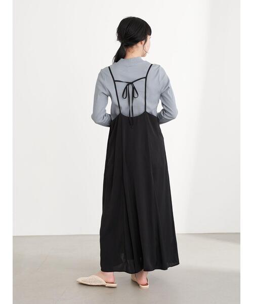 earth music&ecology（アースミュージックアンドエコロジー）の「サテンバックリボンキャミワンピース ＊（ワンピース・レディース・モカ/ピンク/ブラック・FREE）」の9枚目の写真