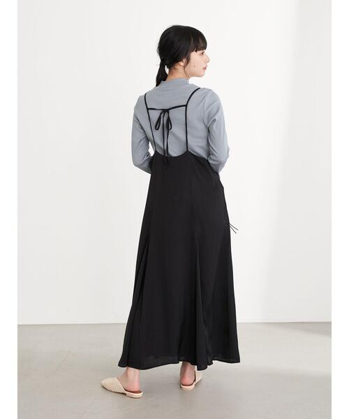 earth music&ecology（アースミュージックアンドエコロジー）の「サテンバックリボンキャミワンピース ＊（ワンピース・レディース・モカ/ピンク/ブラック・FREE）」の12枚目の写真