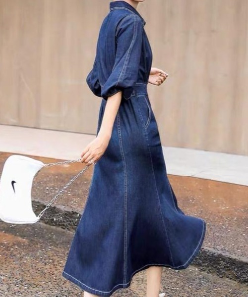 セール センタースリット開襟デニムロングワンピース ワンピース Abitokyo アビトーキョー のファッション通販 Zozotown