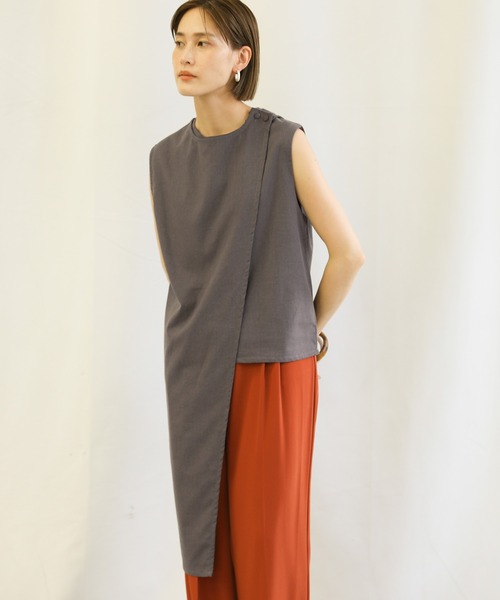 select MOCA(セレクトモカ)の「3wayリネンアシンメトリートップス(ノースリーブトップス&ベスト2点セット)(Tシャツ/カットソー・レディース・アイボリー/プラム/チャコール・FREE)」の14枚目の写真