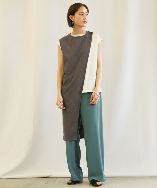 select MOCA(セレクトモカ)の「3wayリネンアシンメトリートップス(ノースリーブトップス&ベスト2点セット)(Tシャツ/カットソー・レディース・アイボリー/プラム/チャコール・FREE)」の20枚目の写真