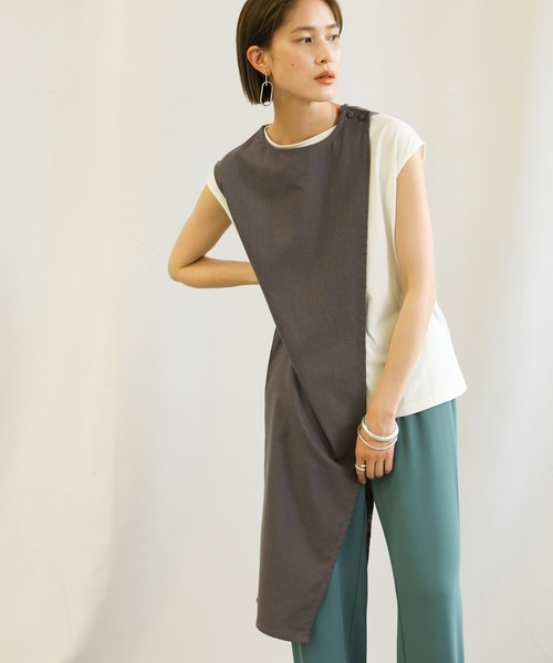 select MOCA(セレクトモカ)の「3wayリネンアシンメトリートップス(ノースリーブトップス&ベスト2点セット)(Tシャツ/カットソー・レディース・アイボリー/プラム/チャコール・FREE)」の19枚目の写真