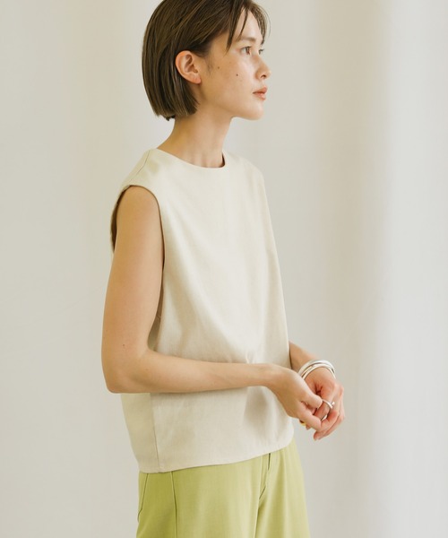 select MOCA(セレクトモカ)の「3wayリネンアシンメトリートップス(ノースリーブトップス&ベスト2点セット)(Tシャツ/カットソー・レディース・アイボリー/プラム/チャコール・FREE)」の10枚目の写真