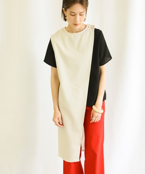 select MOCA(セレクトモカ)の「3wayリネンアシンメトリートップス(ノースリーブトップス&ベスト2点セット)(Tシャツ/カットソー・レディース・アイボリー/プラム/チャコール・FREE)」の13枚目の写真