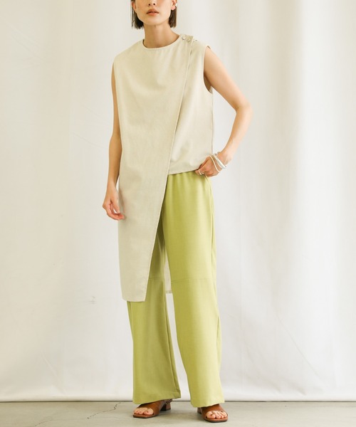 select MOCA(セレクトモカ)の「3wayリネンアシンメトリートップス(ノースリーブトップス&ベスト2点セット)(Tシャツ/カットソー・レディース・アイボリー/プラム/チャコール・FREE)」の8枚目の写真