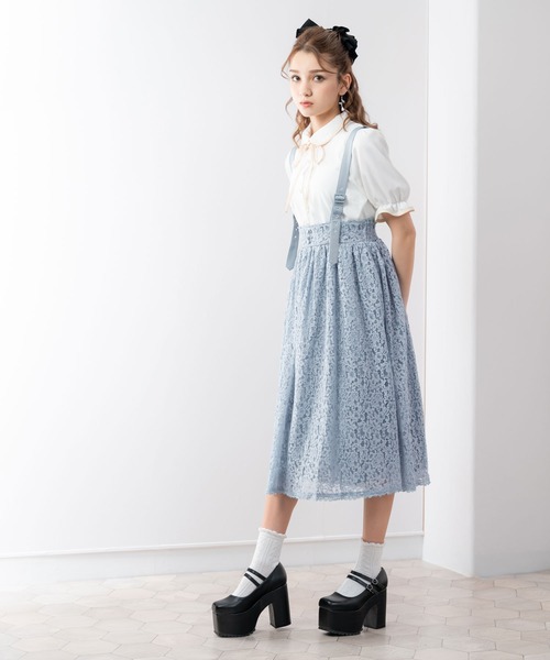 DearMyLoveRose(ディアマイラブローズ)の「サスペンダーレースフレアスカート(スカート・レディース・ブラック/ブルー/ベージュ系その他/ベージュ/ブラック系その他/ブルー系その他・XX-LARGE/LARGE/MEDIUM/X-LARGE)」の6枚目の写真