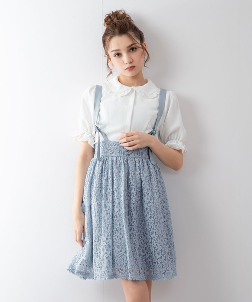 DearMyLoveRose(ディアマイラブローズ)の「サスペンダーレースフレアスカート(スカート・レディース・ブラック/ブルー/ベージュ系その他/ベージュ/ブラック系その他/ブルー系その他・XX-LARGE/LARGE/MEDIUM/X-LARGE)」の5枚目の写真