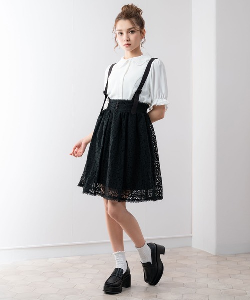 DearMyLoveRose(ディアマイラブローズ)の「サスペンダーレースフレアスカート(スカート・レディース・ブラック/ブルー/ベージュ系その他/ベージュ/ブラック系その他/ブルー系その他・XX-LARGE/LARGE/MEDIUM/X-LARGE)」の2枚目の写真