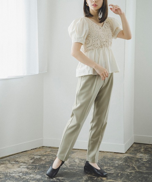 FREE'S MART（フリーズマート）の「ストレッチダブルジョーゼットテーパードパンツ（その他パンツ・レディース・ライトカーキ/ベージュ/ブラック・マルチサイズ）」の10枚目の写真