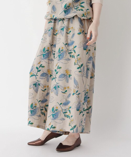 smart pink（スマートピンク）の「◆【手洗い可】楽々リネンフラワースカーチョ（その他パンツ・レディース・ベージュ系その他3/ライトグリーン系・88）」の2枚目の写真