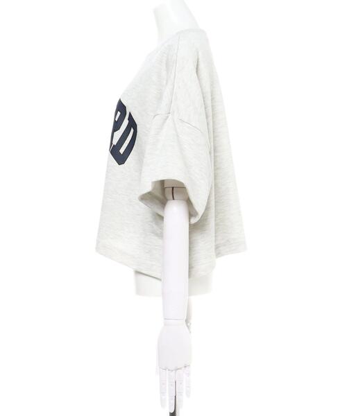 INGNI（イング）の「カレッジ／ロゴショート丈プルオーバー（Tシャツ/カットソー・レディース・グレー/オフホワイト/グリーン/スミクロ・M）」の6枚目の写真