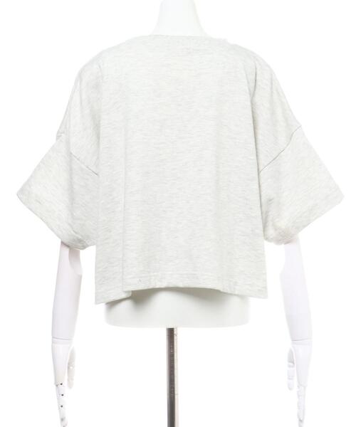 INGNI（イング）の「カレッジ／ロゴショート丈プルオーバー（Tシャツ/カットソー・レディース・グレー/オフホワイト/グリーン/スミクロ・M）」の7枚目の写真