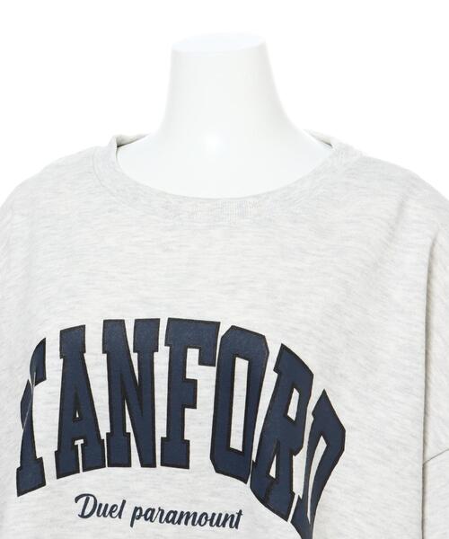 INGNI（イング）の「カレッジ／ロゴショート丈プルオーバー（Tシャツ/カットソー・レディース・グレー/オフホワイト/グリーン/スミクロ・M）」の8枚目の写真