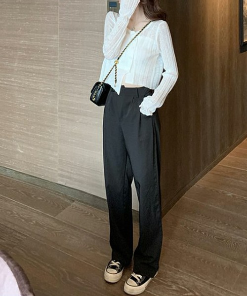 me+em select(ミームセレクト)の「シースルーニットショートカーディガン(カーディガン/ボレロ・レディース・ホワイト/ブラック/ベージュ/グレー・FREE)」の6枚目の写真