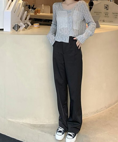 me+em select(ミームセレクト)の「シースルーニットショートカーディガン(カーディガン/ボレロ・レディース・ホワイト/ブラック/ベージュ/グレー・FREE)」の18枚目の写真