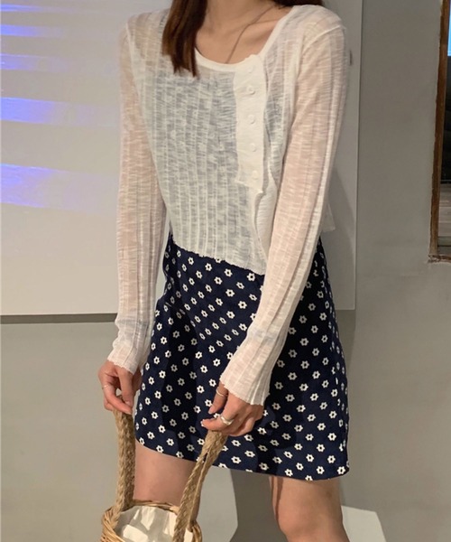 me+em select(ミームセレクト)の「シースルーニットショートカーディガン(カーディガン/ボレロ・レディース・ホワイト/ブラック/ベージュ/グレー・FREE)」の7枚目の写真