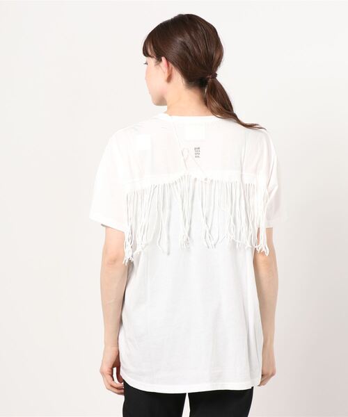 One Tea spoon（ワンティースプーン）の「ONE TEA SPOON PARADISE FRINGED BOYFRIEND TEE (ワンティースプーン )(ホワイト)(24224)（Tシャツ/カットソー・レディース・ホワイト・S）」の3枚目の写真