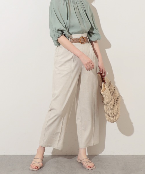 natural couture（ナチュラルクチュール）の「ストレッチリネンおしゃれベルト付きパンツ（その他パンツ・レディース・ブラック/ベージュ/ライトベージュ/グリーン・FREE）」の14枚目の写真