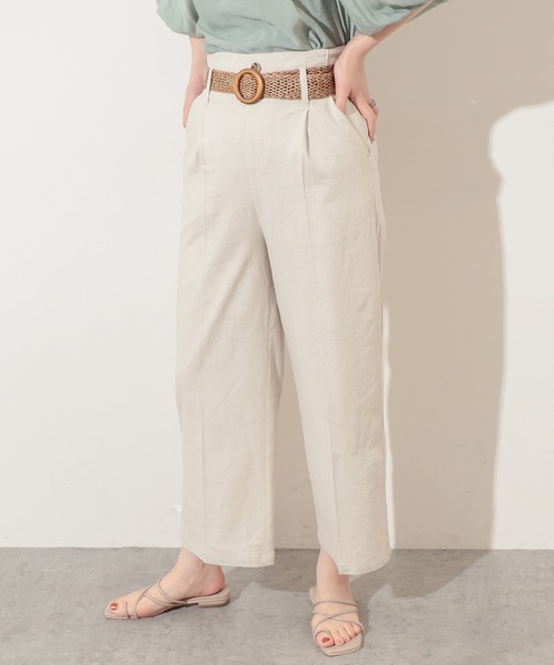 natural couture（ナチュラルクチュール）の「ストレッチリネンおしゃれベルト付きパンツ（その他パンツ・レディース・ブラック/ベージュ/ライトベージュ/グリーン・FREE）」の13枚目の写真