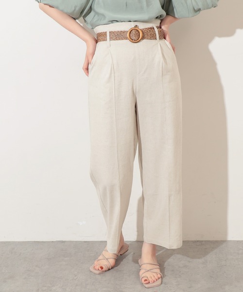 natural couture（ナチュラルクチュール）の「ストレッチリネンおしゃれベルト付きパンツ（その他パンツ・レディース・ブラック/ベージュ/ライトベージュ/グリーン・FREE）」の16枚目の写真