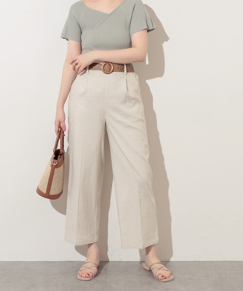 natural couture（ナチュラルクチュール）の「ストレッチリネンおしゃれベルト付きパンツ（その他パンツ・レディース・ブラック/ベージュ/ライトベージュ/グリーン・FREE）」の17枚目の写真