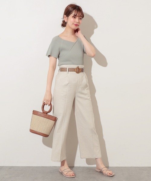 natural couture（ナチュラルクチュール）の「ストレッチリネンおしゃれベルト付きパンツ（その他パンツ・レディース・ブラック/ベージュ/ライトベージュ/グリーン・FREE）」の18枚目の写真