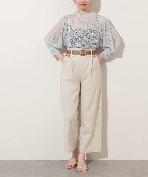 natural couture（ナチュラルクチュール）の「ストレッチリネンおしゃれベルト付きパンツ（その他パンツ・レディース・ブラック/ベージュ/ライトベージュ/グリーン・FREE）」の19枚目の写真