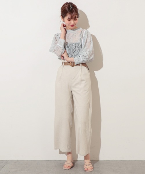 natural couture（ナチュラルクチュール）の「ストレッチリネンおしゃれベルト付きパンツ（その他パンツ・レディース・ブラック/ベージュ/ライトベージュ/グリーン・FREE）」の20枚目の写真