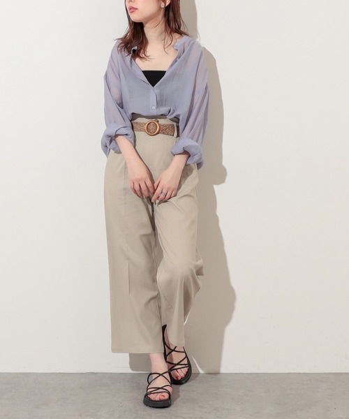 natural couture（ナチュラルクチュール）の「ストレッチリネンおしゃれベルト付きパンツ（その他パンツ・レディース・ブラック/ベージュ/ライトベージュ/グリーン・FREE）」の10枚目の写真